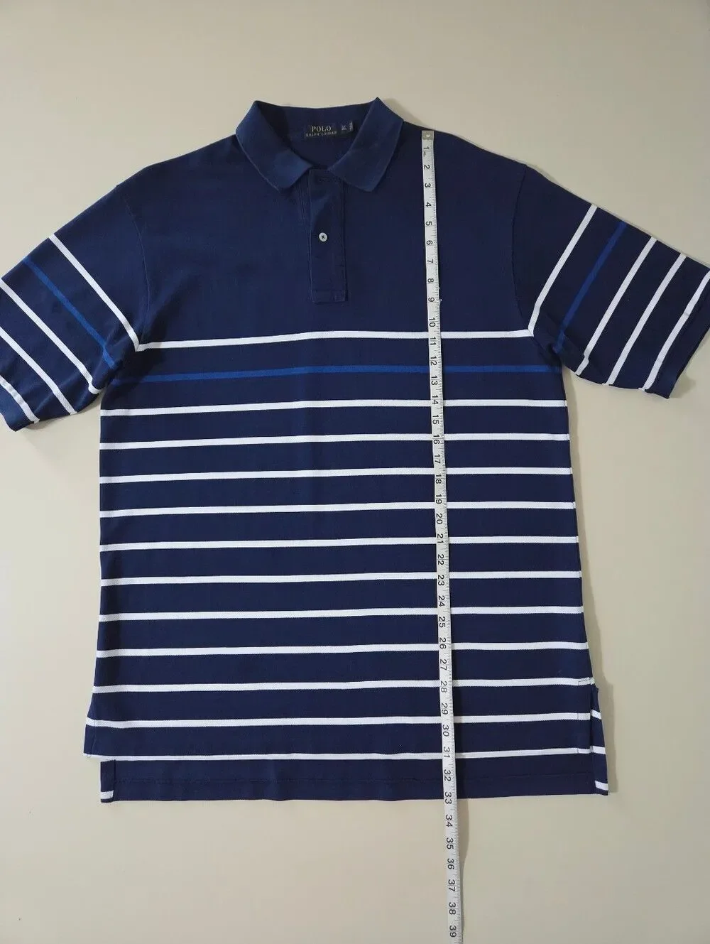 Polo Ralph Lauren Men's Navy Short Sleeve Stripe Polo Shirt